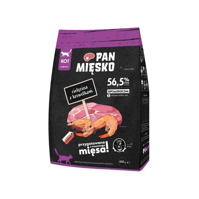 PAN MIĘSKO Cielęcina z krewetkami dla kota S 5 kg