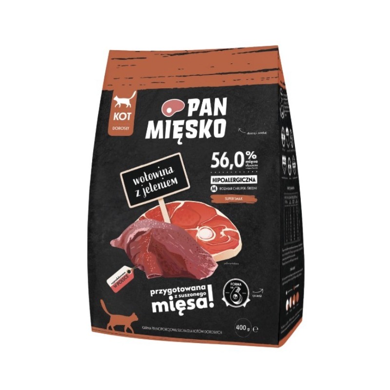 PAN MIĘSKO Wołowina z jeleniem dla kota M 400g