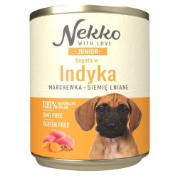 NEKKO Junior indyk, marchewka i siemię lniane 800g (puszka)