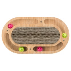 TRIXIE Drapak kartonowy z zabawkami z drewnianą ramką 46 × 4 × 25 cm