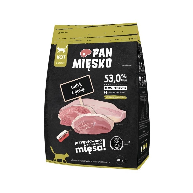 PAN MIĘSKO Indyk z gęsią dla kota S 1,6kg