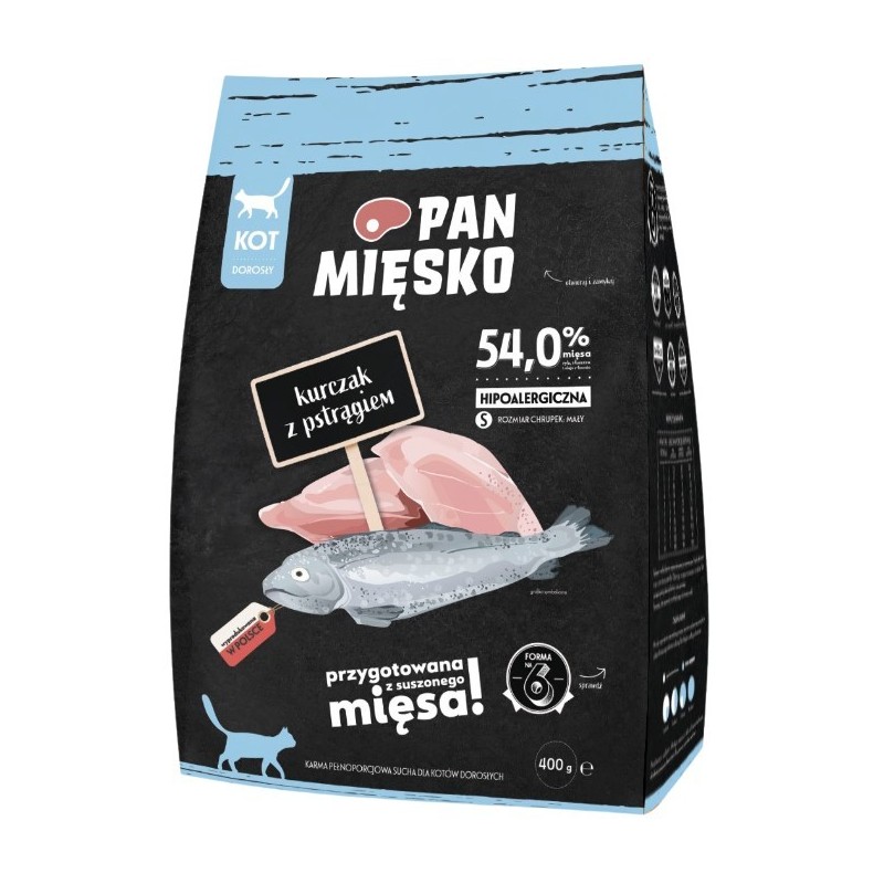 PAN MIĘSKO Kurczak z pstrągiem dla kota S 1,6kg