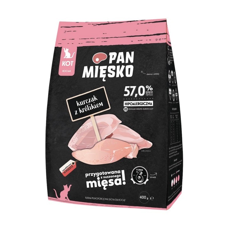 PAN MIĘSKO Kurczak z królikiem dla kociąt XS 400g