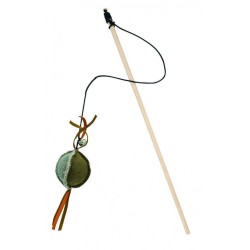 Barry King drewniana wędka z piłką z mocnego materiału szaro / brązowa 5,5 x 4cm / 40cm