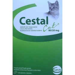 CESTAL Cat  80/20mg - tabletki do rozgryzania i żucia dla kotów na odrobaczanie 8szt. (kartonik)