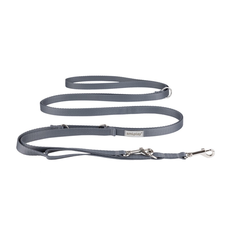 AMIPLAY Smycz regulowana 8 in 1 Samba - Szary M