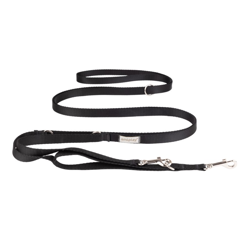 AMIPLAY Smycz regulowana 8 in 1 Samba - Czarny XL