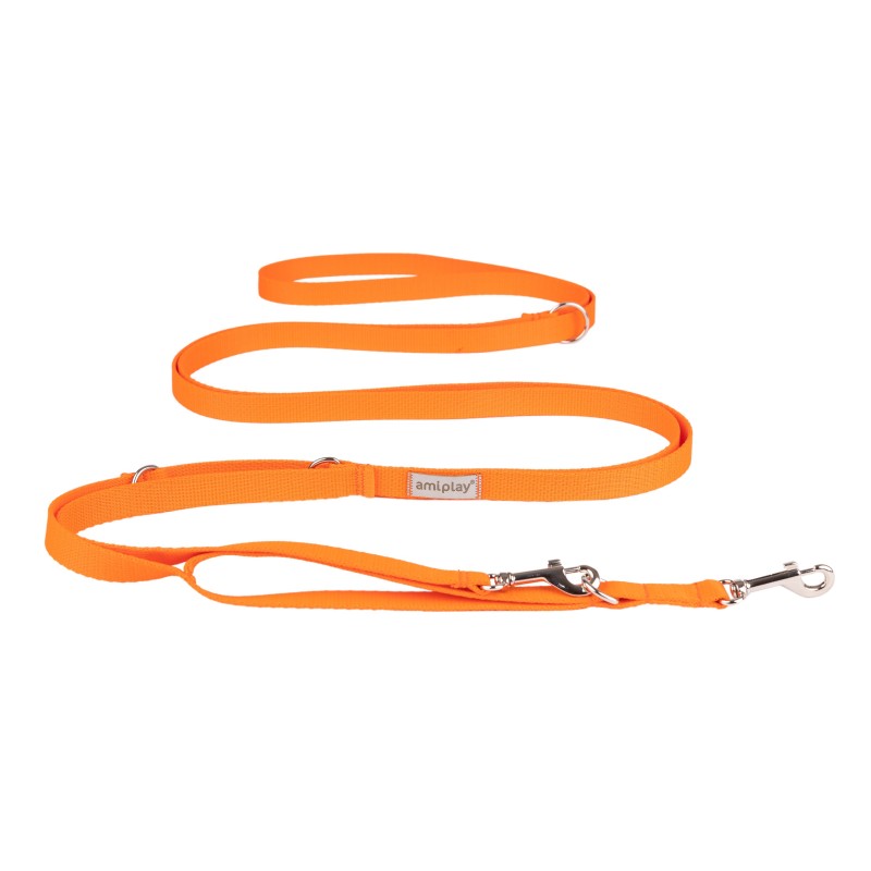 AMIPLAY Smycz regulowana 8 in 1 Samba - Pomarańczowy L