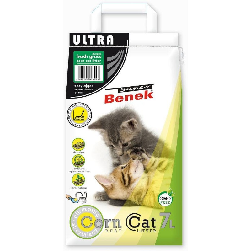 SUPER BENEK Corn Cat - Ultra Fresh Grass - zbrylający 7l