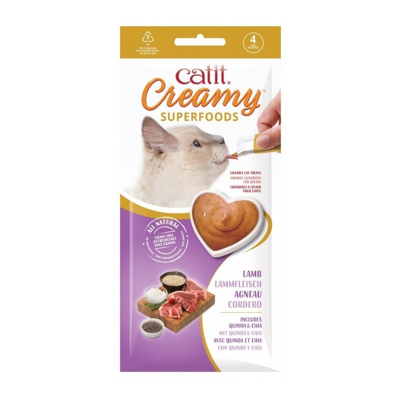 CATIT Creamy Superfood przysmak dla kota - jagnięcina z komosą ryżową i chia 4 x 10g