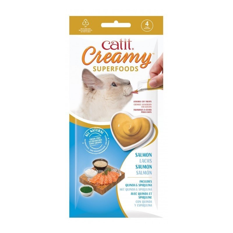 CATIT Creamy Superfood przysmak dla kota - łosoś z komosą ryżową i spiruliną 4 x 10g