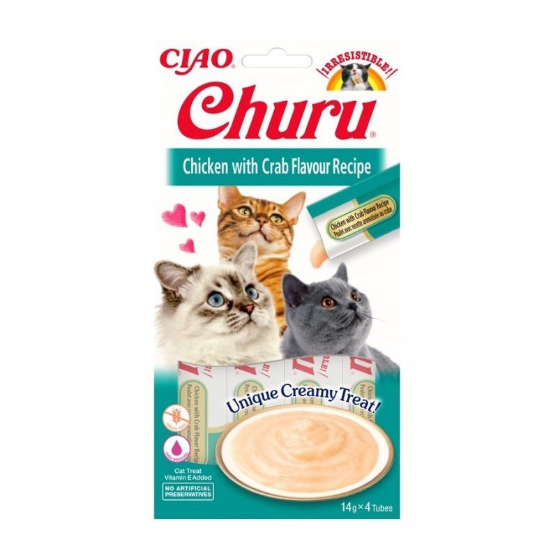INABA Cat Churu Przysmak kurczak z krabem 4x 14g (56g)