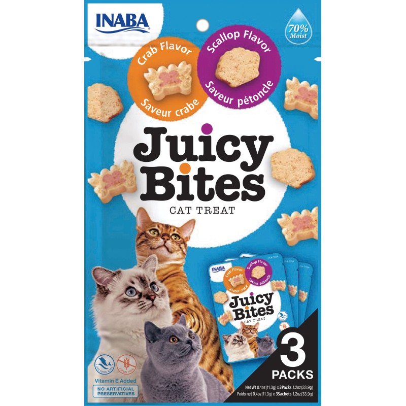 INABA Cat Juicy Bites przysmaki dla kota przegrzebki i krab 3x11,3g