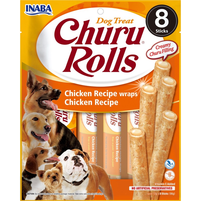 INABA Dog Churu Rolls przysmaki z kurczaka 8x12g