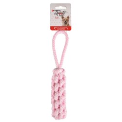 FLAMINGO Dummy Sznurowy szarpak 24 cm - biały/różowy