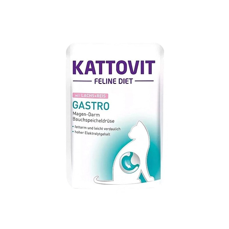KATTOVIT Feline Diet Gastro Łosoś z ryżem 85g (saszetka)