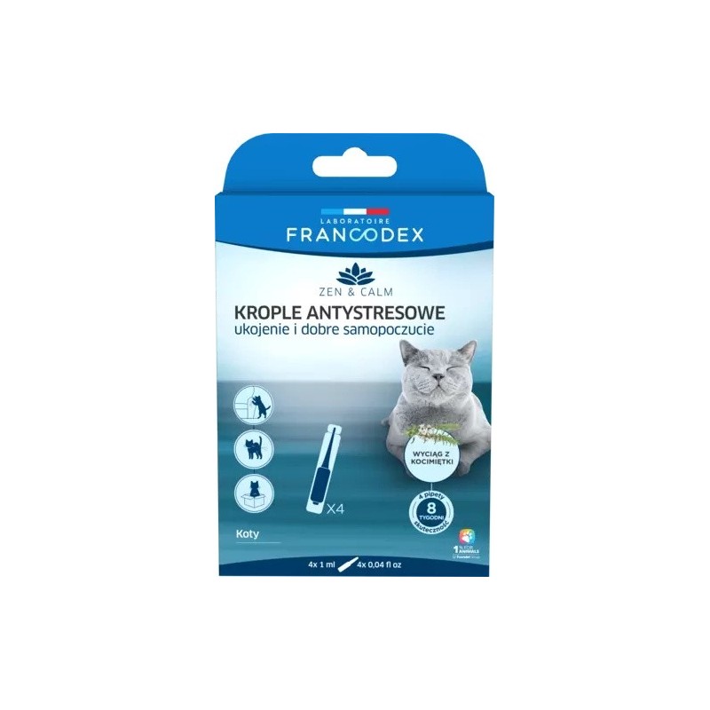 FRANCODEX Krople antystresowe z kocimiętką dla kotów 4 x 1 ml