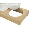 TRIXIE Miski na stojaku dla psa/kota ceramika/bambus - białe/ecru