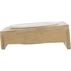 TRIXIE Miska na stojaku dla psa/kota ceramika/bambus  - białe/ecru