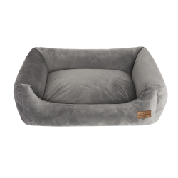 RECOBED Kanapa Welurove - szara rozmiar M: 80 x 65 x 21 cm