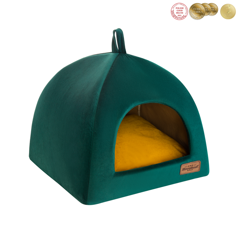 RECOBED Budka Welurove - zielona S 40 x 40 x 30 cm