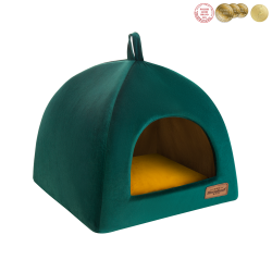 RECOBED Budka Welurove - zielona S 40 x 40 x 30 cm