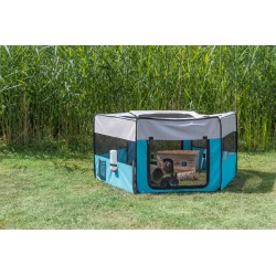 TRIXIE Wybieg przenośny dla kawii domowych / królików 150 x 65 cm - turkusowy / jasnoszary