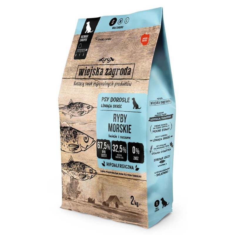WIEJSKA ZAGRODA PIES Ryby Morskie - rozmiar chrupek S 2 kg