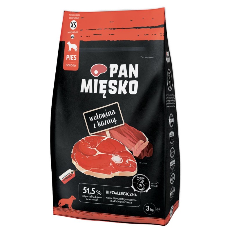 PAN MIĘSKO Wołowina z koziną - rozmiar chrupek XS 20 kg