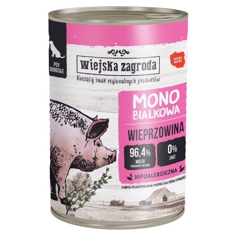 WIEJSKA ZAGRODA Monobiałkowa dla psa - Wieprzowina 400g