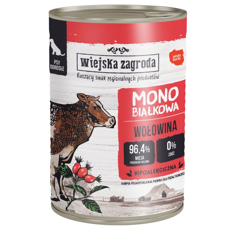 WIEJSKA ZAGRODA Monobiałkowa dla psa - Wołowina 800g