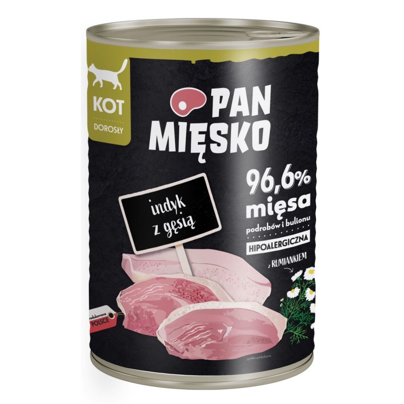 PAN MIĘSKO Indyk z gęsią dla kota 6x 400g