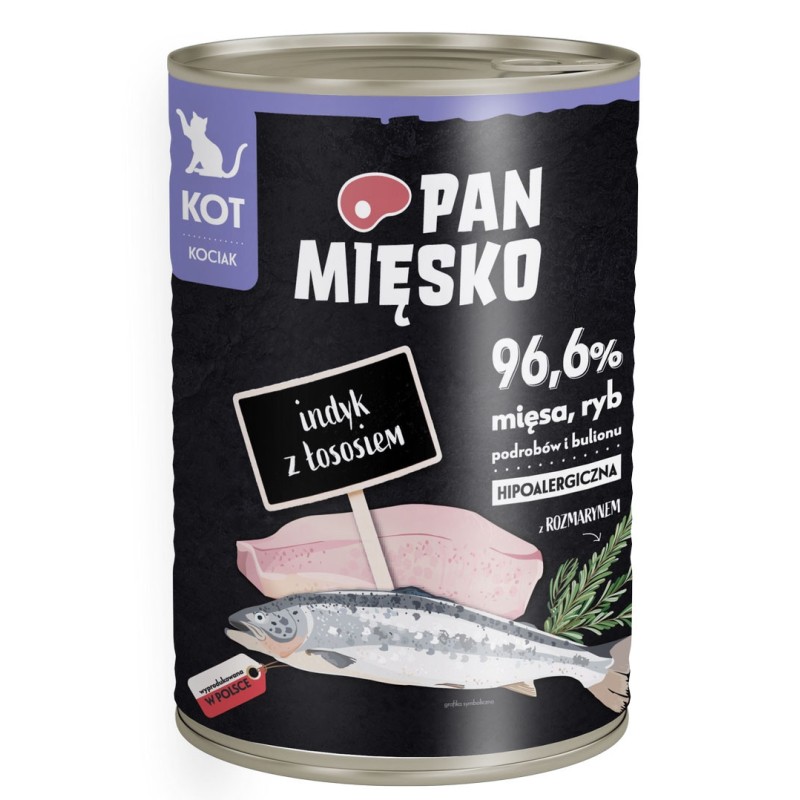 PAN MIĘSKO Indyk z łososiem dla kociąt 200g