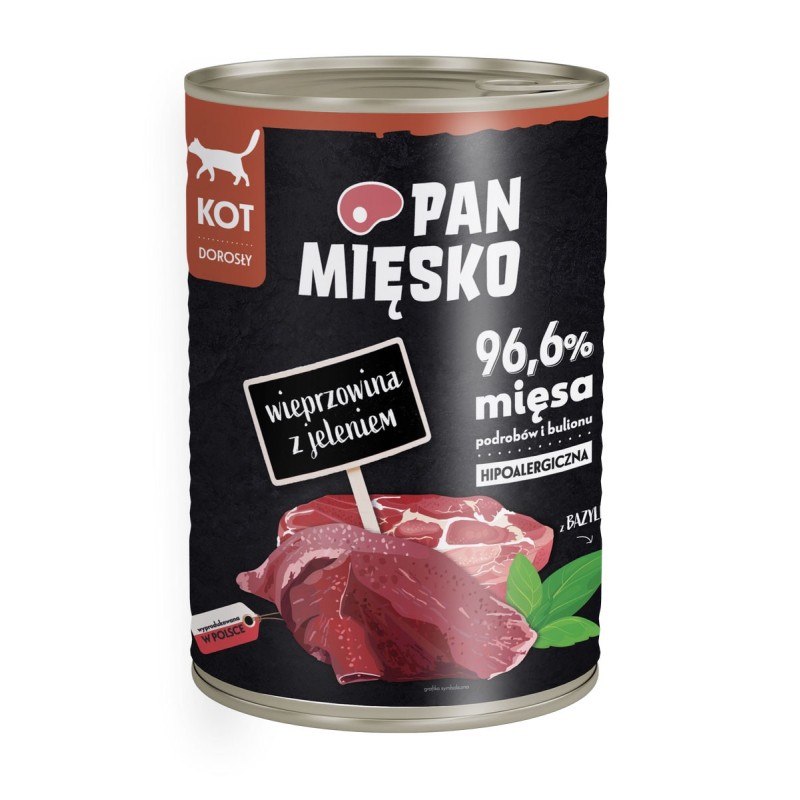 PAN MIĘSKO Wieprzowina z jeleniem dla kota 200g