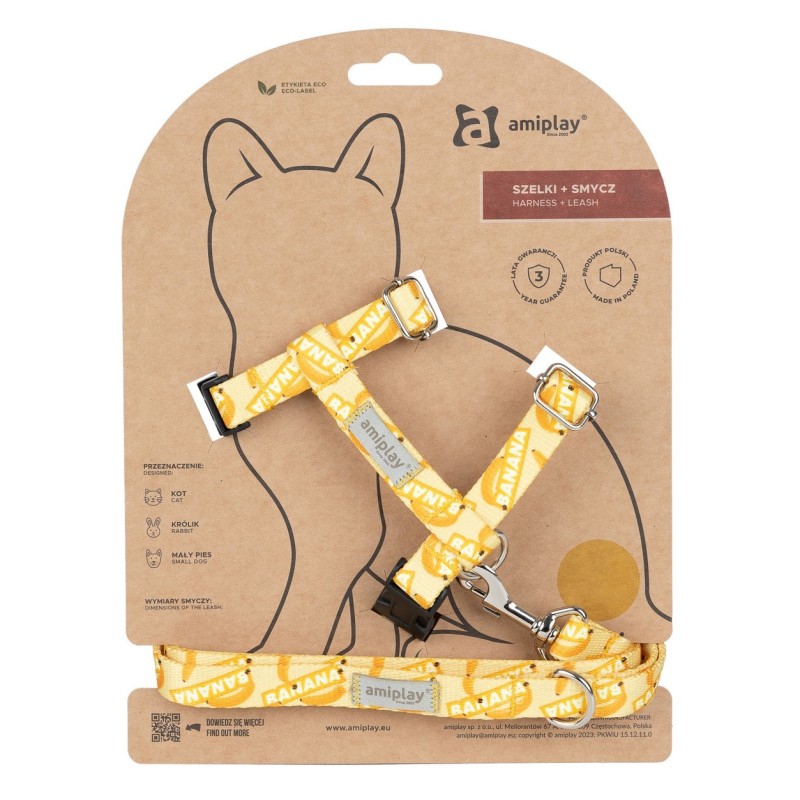 AMIPLAY Samba Cat Szelki ze smyczą dla kota - Banana M