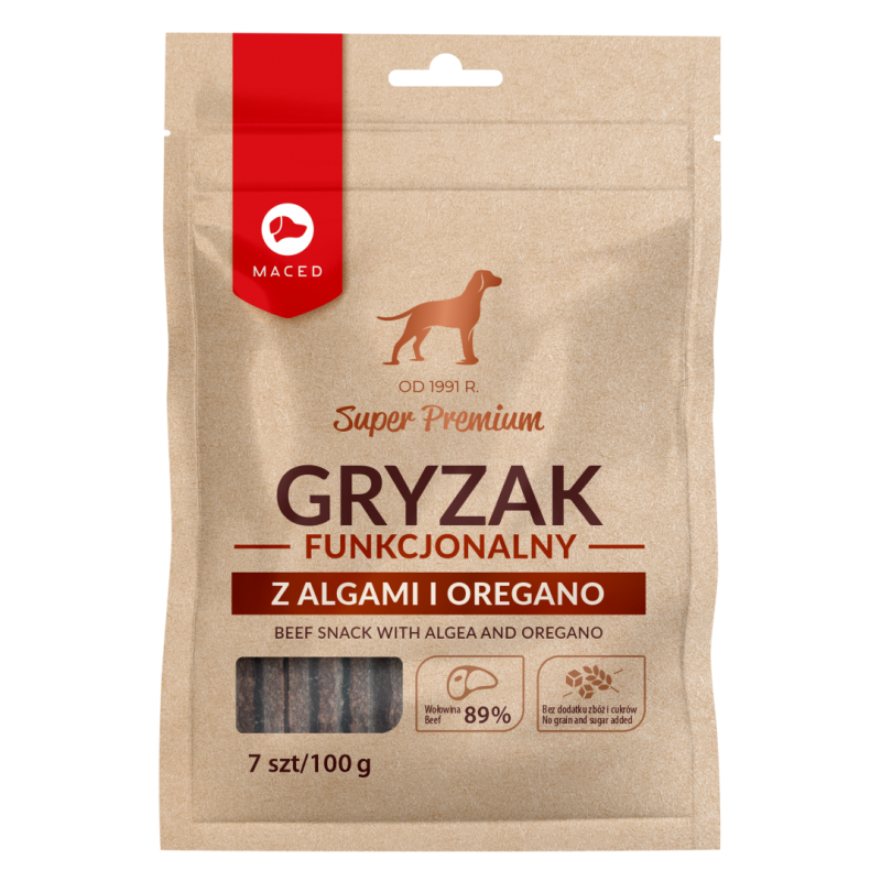MACED Super Premium Gryzak funkcjonalny z algami i oregano 7 szt. / 100g