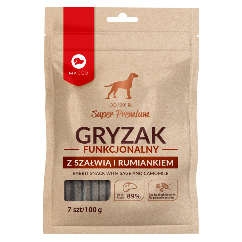 MACED Super Premium Gryzak funkcjonalny z szałwią i rumiankiem 7 szt. / 100g