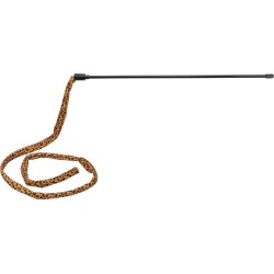 TRIXIE Wędka drewniana z pluszowym ogonem w panterkę 38 cm