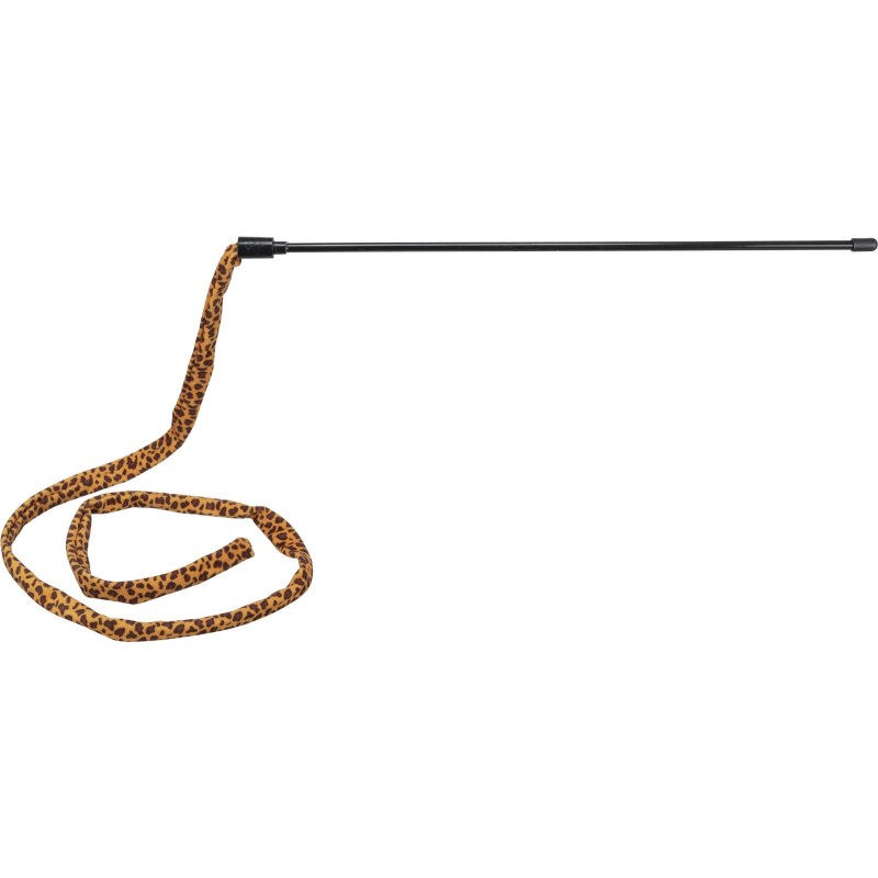 TRIXIE Wędka drewniana z pluszowym ogonem w panterkę 38 cm