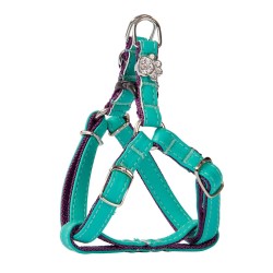 DINGO Szelki skórzane dla Yorka "New York" - Morsko-fioletowe