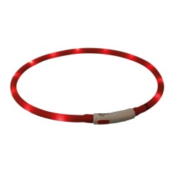 TRIXIE Migająca obroża z silikonu USB - czerwony