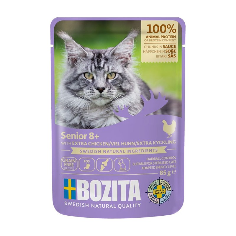 BOZITA Senior 8+ kawałki w sosie z kurczakiem 85g (saszetka)