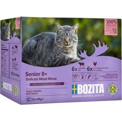 BOZITA Senior 8+ mięsne kawałki w sosie z kurczakiem i wołowiną 12x 85g (multibox)