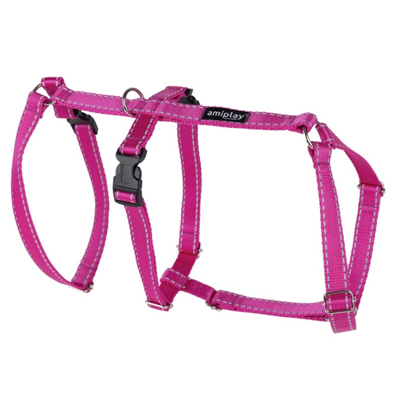 AMIPLAY Reflective Szelki regulowane Safety - Różowy S