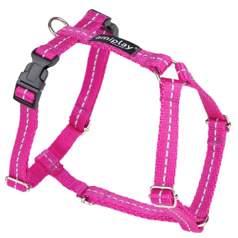 AMIPLAY Reflective Szelki regulowane Guard - Różowy L