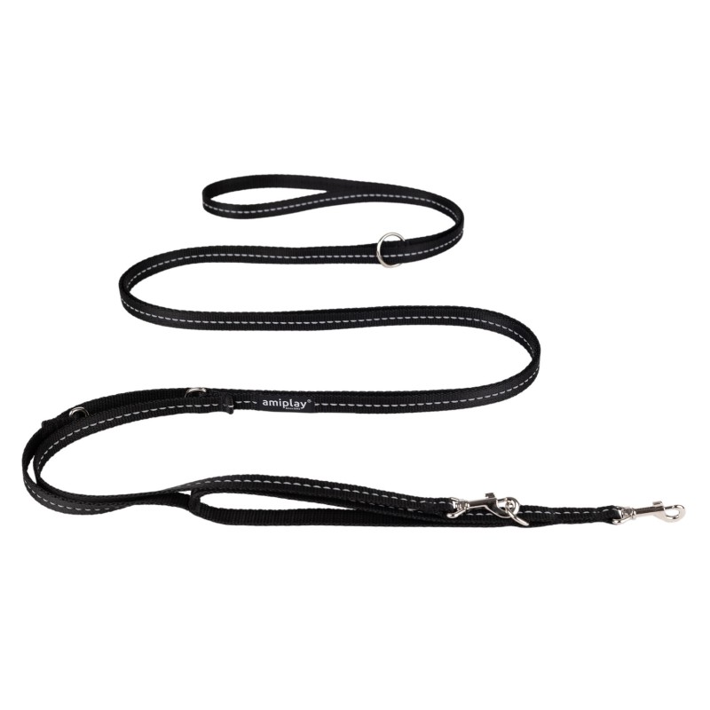 AMIPLAY Reflective Smycz regulowana 8 in 1 - Czarny XL