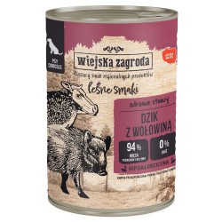 WIEJSKA ZAGRODA PIES Leśne smaki - Dzik z wołowiną 400g
