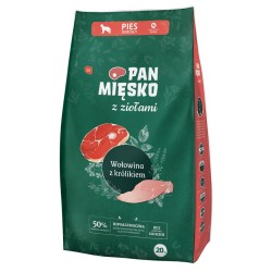 PAN MIĘSKO z Ziołami, Wołowiną i z Królikiem - rozmiar chrupek M 20 kg
