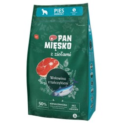 PAN MIĘSKO z Ziołami, Wołowiną i z Tuńczykiem - rozmiar chrupek S 9 kg