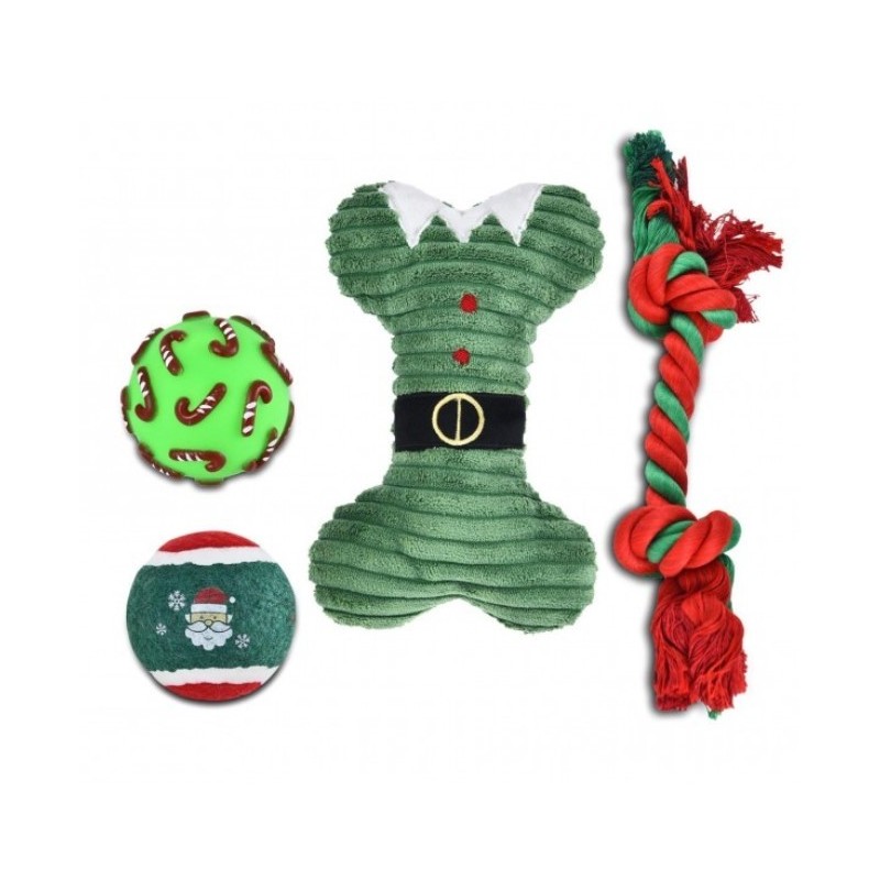 BARRY KING Zestaw zabawek świątecznych dla psa 4szt/op - zielony